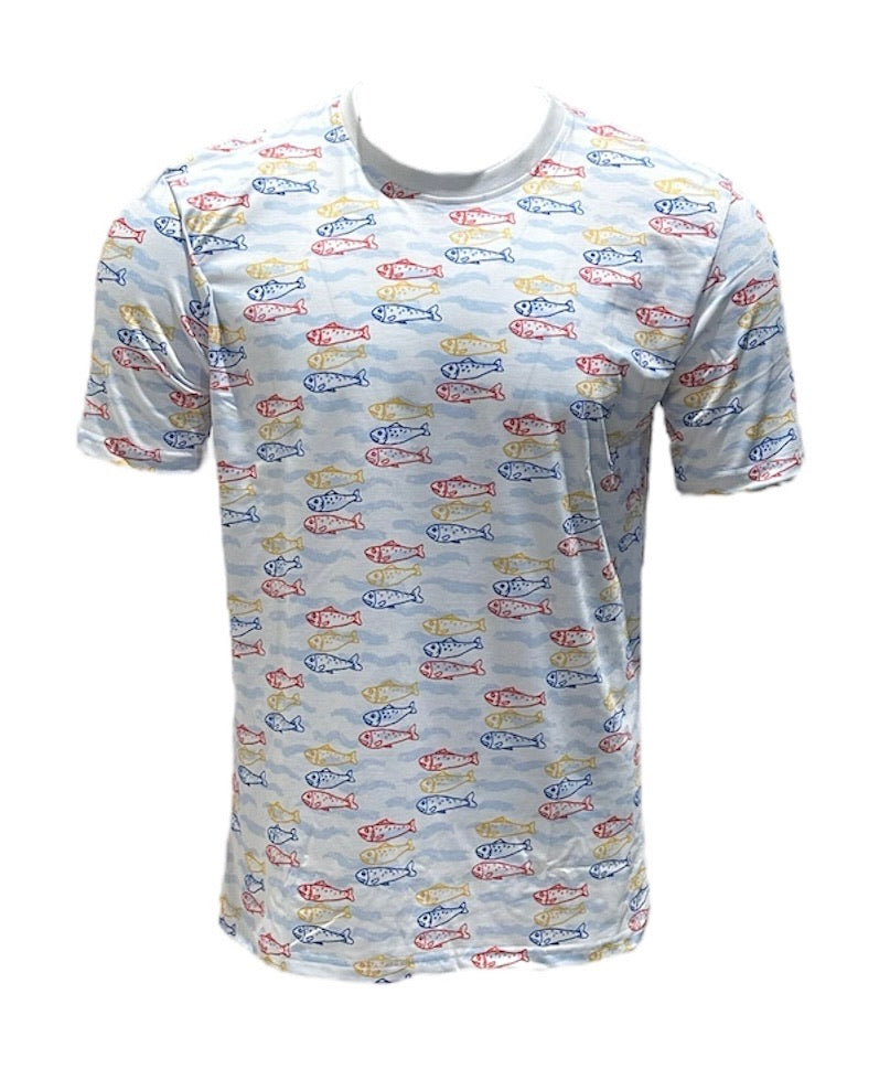 Make waves with our vibrant fish print t-shirt, featuring a colorful, detailed fish design that adds a playful touch to your style. Perfect for casual outings or adding fun to your everyday look, this soft and comfy tee is a must-have for ocean lovers.